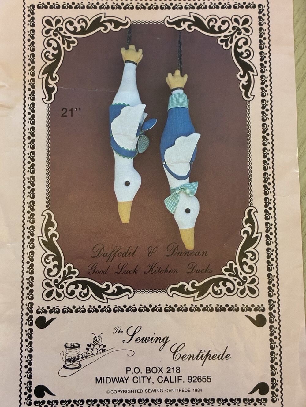 VTG 1984 Daffodil & Duncan Good Luck Kitchen Ducks Sew Pattern Sewing Centipede